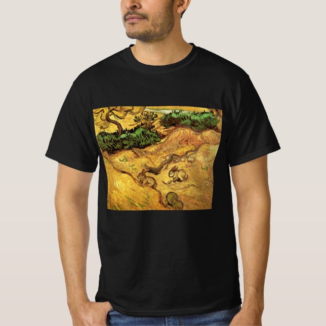 Camiseta Campo com dois coelhos por Vincent van Gogh (Frente)