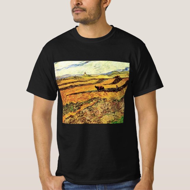 Camiseta Campo com Plowman e Mill por Vincent van Gogh (Frente)