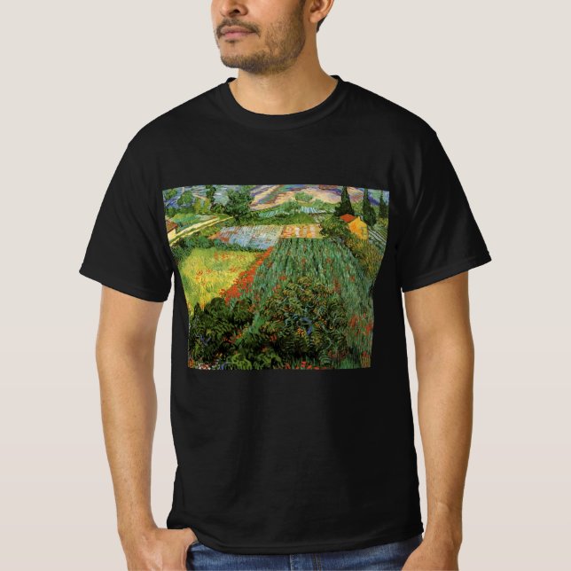Camiseta Campo com Poppies por Vincent van Gogh (Frente)