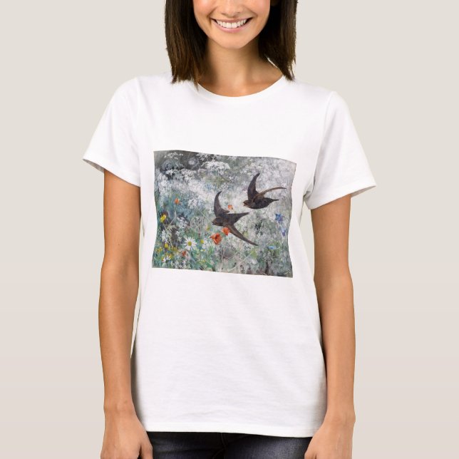 Camiseta Campo de andorinha e flores, Bruno Liljefors (Frente)