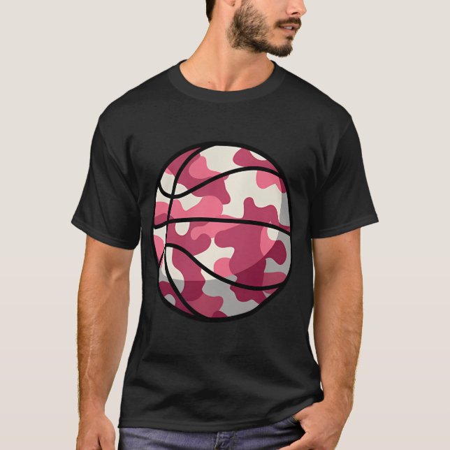 Camiseta Campo de basquete cor-de-rosa - Basquete de Camufl (Frente)