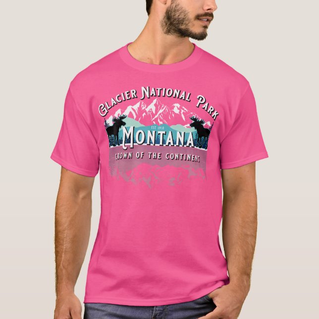 Camiseta Campo de caminhada Moose do Parque Nacional Glacie (Frente)