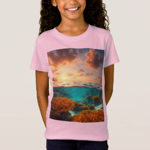 Camiseta Campo de Coral Brilhante: Um Sonho Oceânico 3D