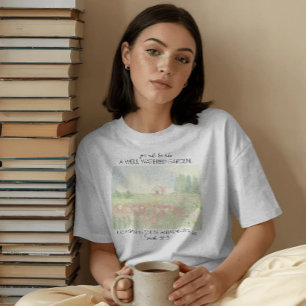 Camiseta Campo de Flores Versículo Bíblico Cristão