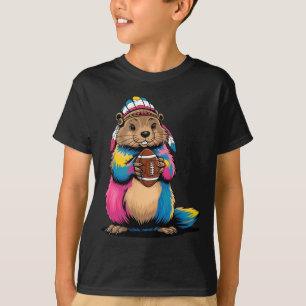 Camiseta Campo de Futebol Tie-dye Groundhog Feliz Dia do Gr