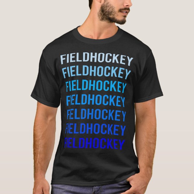 Camiseta Campo de Hockey de Texto Azul (Frente)