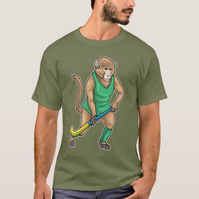 Camiseta Campo de hóquei do macaco Stick de hóquei (Frente)