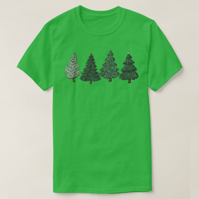 Camiseta Campo de luz de árvore de Natal Led Pine Led Tree  (Frente do Design)