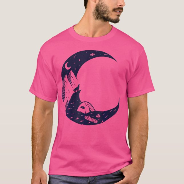 Camiseta Campo De Montanha Do Lobo-Lua Para Amantes Que Aca (Frente)