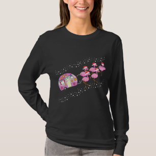 Camiseta Campo de Natal Flamingo Sleigh Engraçado Camper Sa