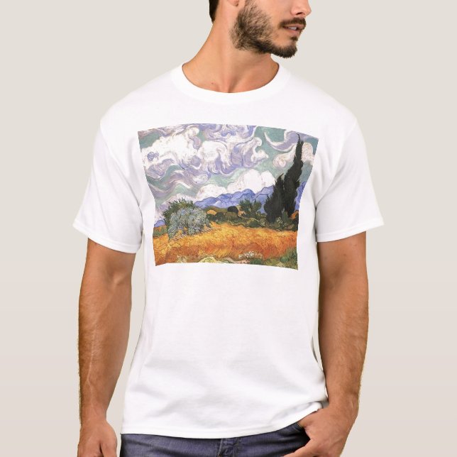 Camiseta Campo de trigo com ciprestes (Frente)