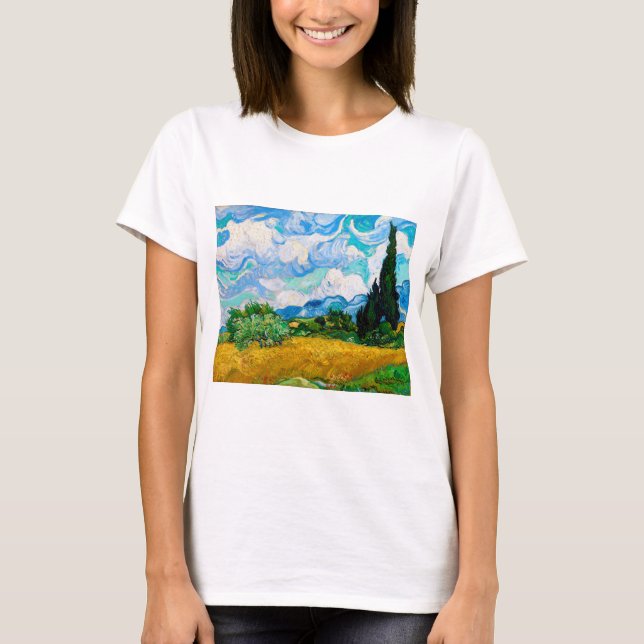 Camiseta Campo de trigo com ciprestes, Van Gogh (Frente)