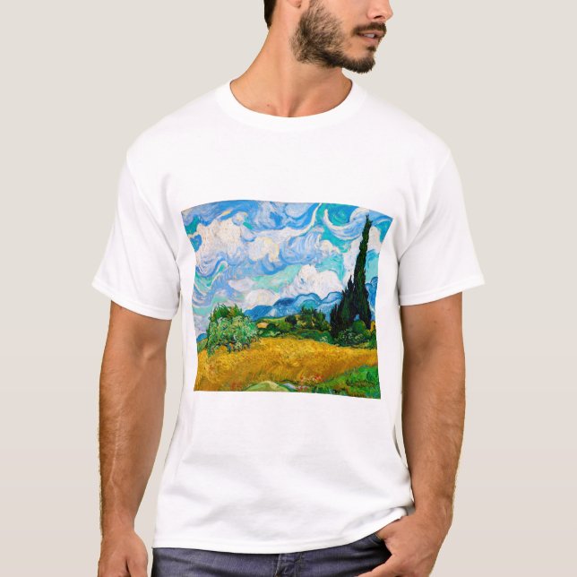 Camiseta Campo de trigo com ciprestes, Van Gogh (Frente)