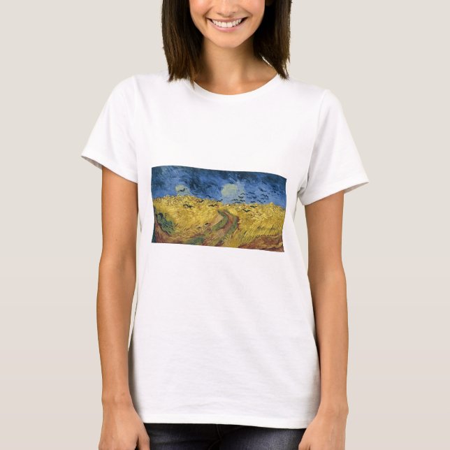 Camiseta Campo de trigo de Vincent van Gogh com corvos (189 (Frente)