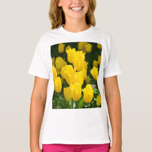 Camiseta Campo de tulipas amarelas brilhantes