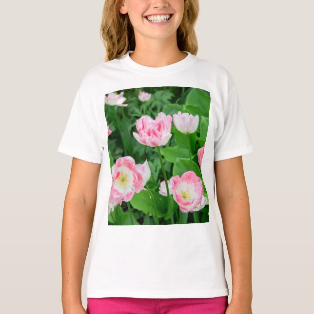 Camiseta Campo de tulipas rosa (Frente)