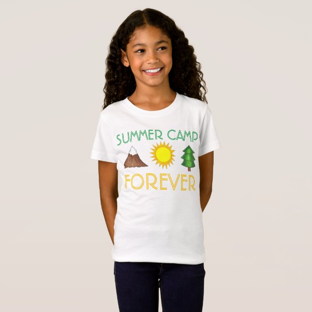 Camiseta Campo de Verão para acampamento de árvores Sun Mou (Frente Completa)