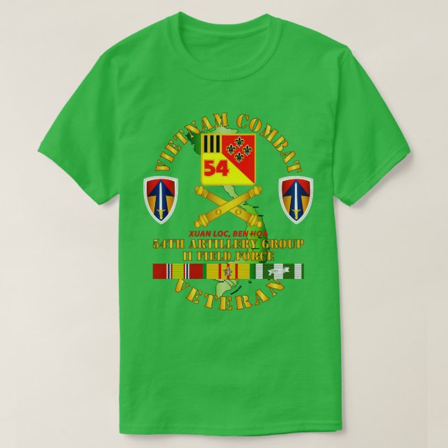 Camiseta Campo do Vietnam Combat Vet 54th Artillery Group I (Frente do Design)