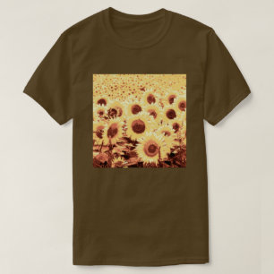 Camiseta Campo dos girassóis - marrom, ouro e amarelo