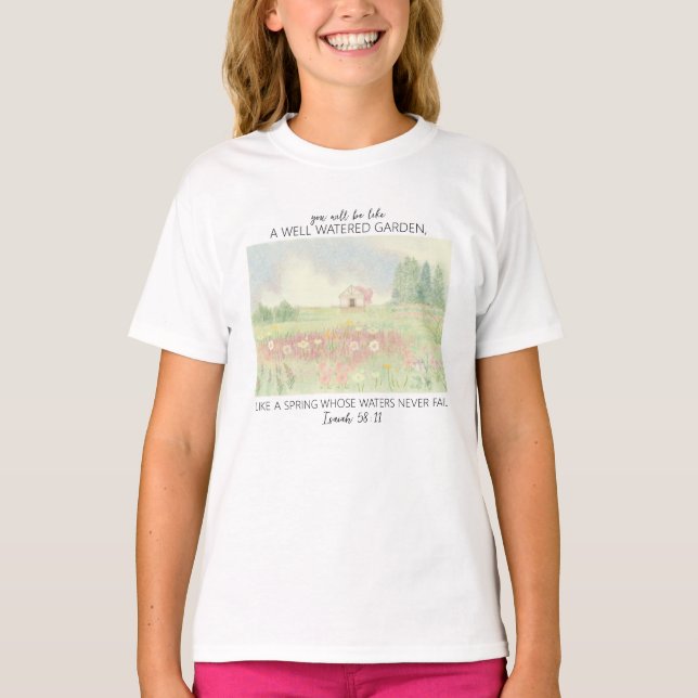 Camiseta Campo Florido Versículo Bíblico Cristão (Frente)