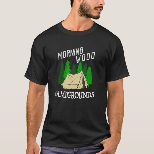 Camiseta Campo Morningwood Acampamento Engraçado Acampament (Frente)