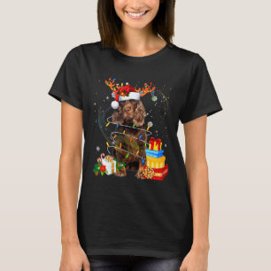 Camiseta Campo Spaniel Reindeer de Natal Luz Engraçada Cão