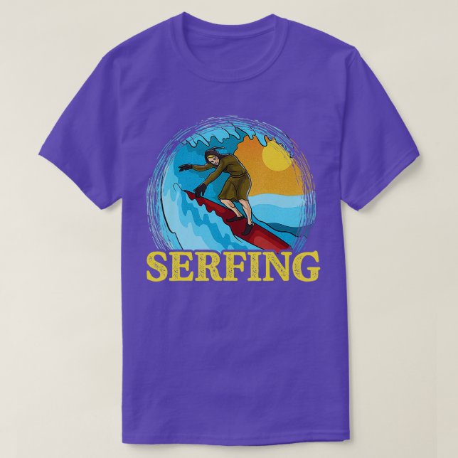 Camiseta Camponês medieval do Serf Surfing no Serf Funny (Frente do Design)