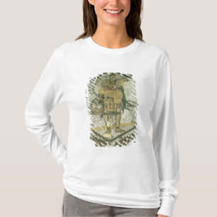 Camiseta Camponês que leva uma ovelha e uma cesta do queij