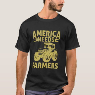 Camiseta camponês-trator para homens patrióticos EUA Ameri