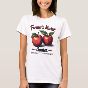 Camiseta Camponeses de raça branca Mercado Maçãs Fazenda Te