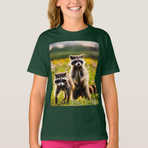 Camiseta Campos Amigos - Camisa-T de Meninas com Guaxinins