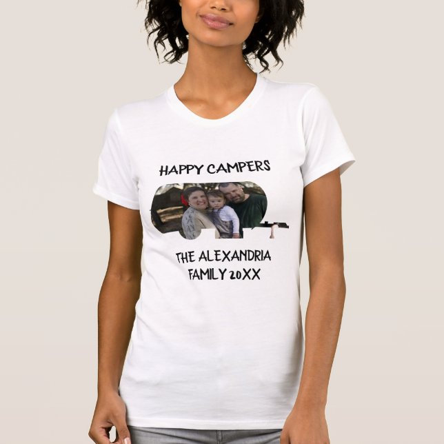 Camiseta Campos felizes da família de caravanas de trailer  (Frente)