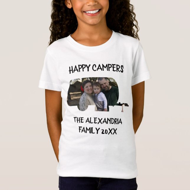 Camiseta Campos felizes da família de caravanas de trailer  (Frente)
