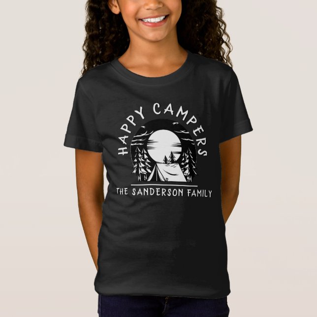 Camiseta Campos Felizes Nome da Família Acampamento Trip Bl (Frente)