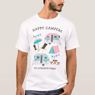 Camiseta Campos Felizes Nome da Família Retro Caravan Camp