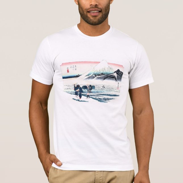 Camiseta Campos Ukiyo-e de Monte Fuji e de arroz por (Frente)