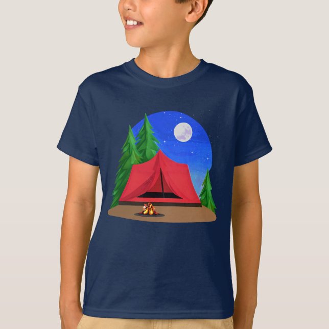 Camiseta Campsite em uma lua cheia (Frente)