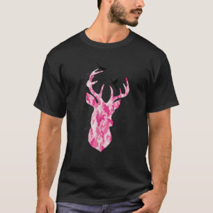Camiseta Camuflagem Americana Cor de rosa Buck Men Deer