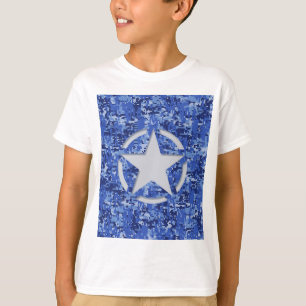 Camiseta Camuflagem Azul do Marinho Retroativo Estêncil Est