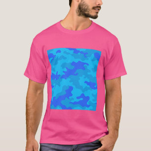 Camiseta Camuflagem azul médio Art Bonito Patterno Camo