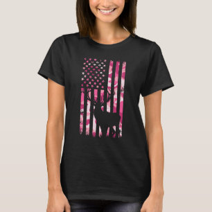 Camiseta Camuflagem Caça Vintage Camo American Flag Deer