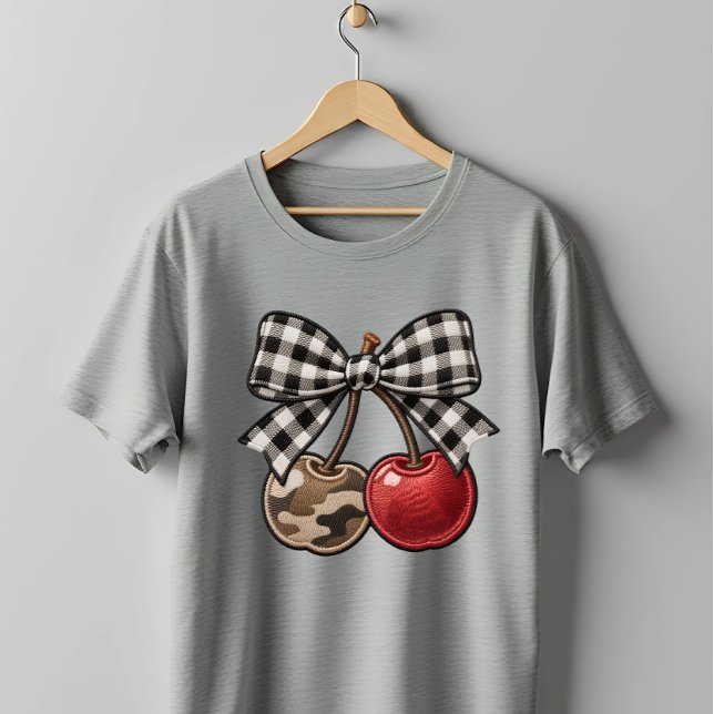 Camiseta Camuflagem Cereja e Xadrez com Falso-Relevo (Criador carregado)