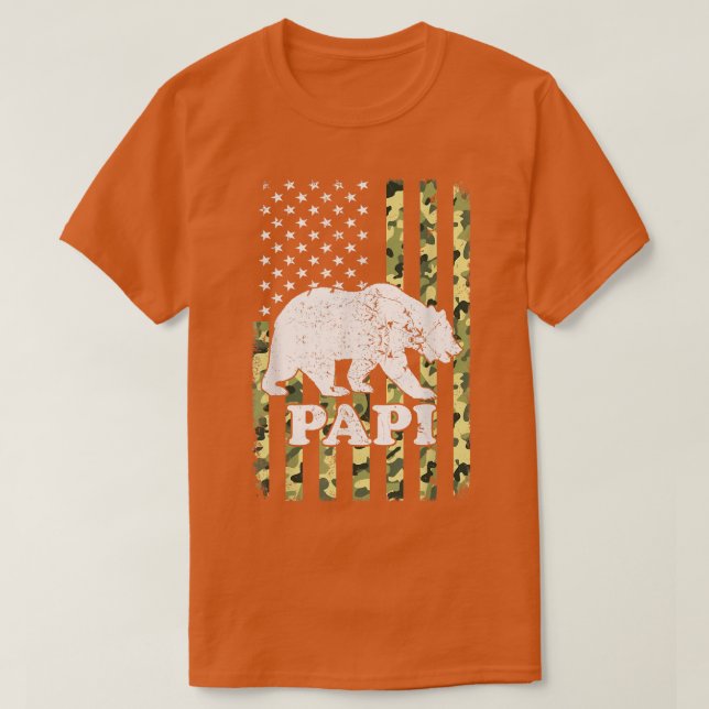 Camiseta Camuflagem de Hiking Papi Bear Camuflage EUA (Frente do Design)