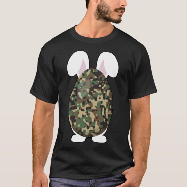 Camiseta Camuflagem de Ovos Bunny Easter Crianças Meninas P (Frente)