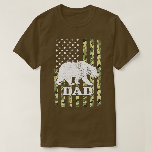 Camiseta Camuflagem de pai Urso a Caminhar Camuflagem EUA F (Frente do Design)