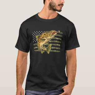 Camiseta Camuflagem de Peixes de Truta Marrom Camuflagem EU