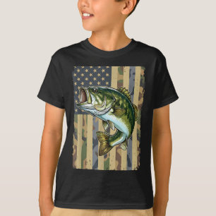 Camiseta Camuflagem de pesca bandeira americana dos EUA B P