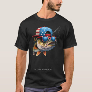 Camiseta Camuflagem de pesca bandeira americana robalo