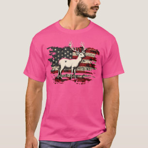 Camiseta Camuflagem de Veado Bandeira EUA Caça de Veado Alc