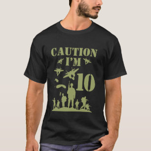 Camiseta Camuflagem Dez Aniversário Menino Militar 10º Fest
